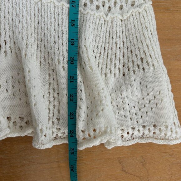 Pilcro Cardigan Sweater Sz Sm Crochet White Pointelle Peplum Bell Sleeve Boho - Picture 10 of 10